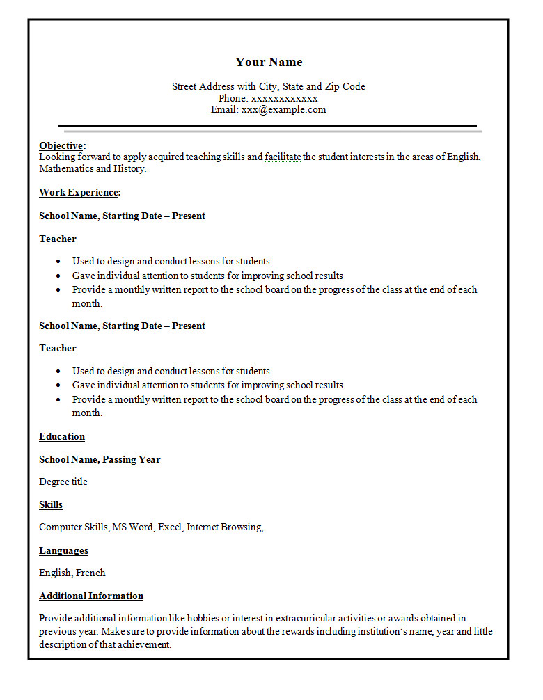 Simple Resume Template - 47+ Free Samples, Examples, Format Download