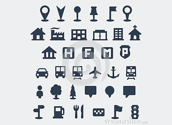 vector map icons set