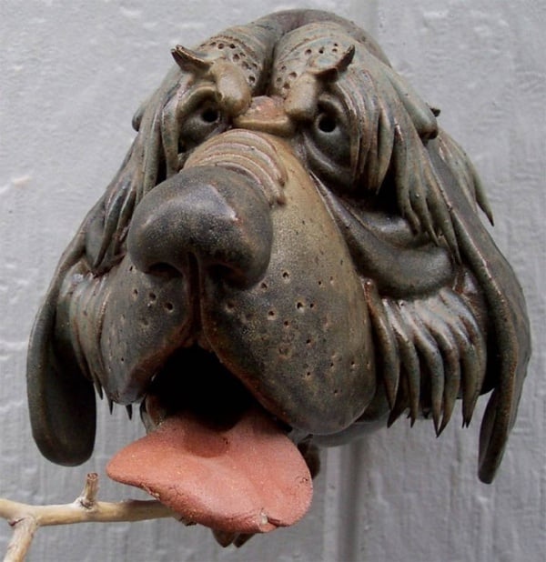 ceramic sculpture artworks dog face