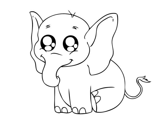 baby elephant outline template