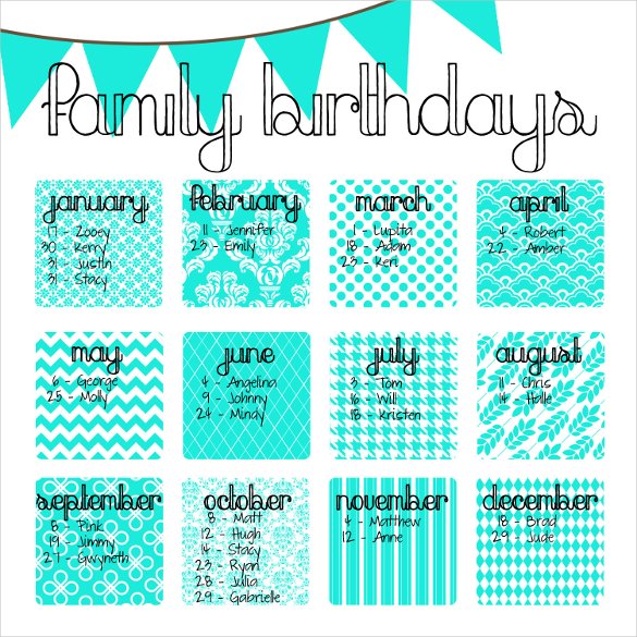 45+ Birthday Calendar Templates - PSD, PDF, Excel