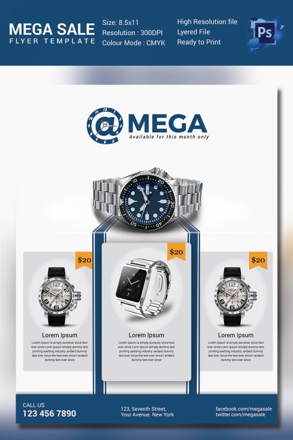 Mega Watch Sale Flyer Template Download