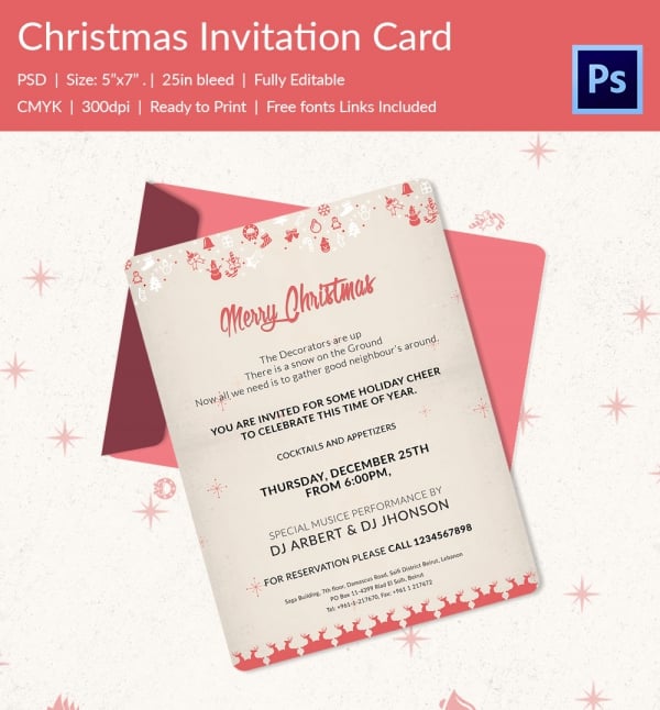 christmas glow hanging stars party invitation template
