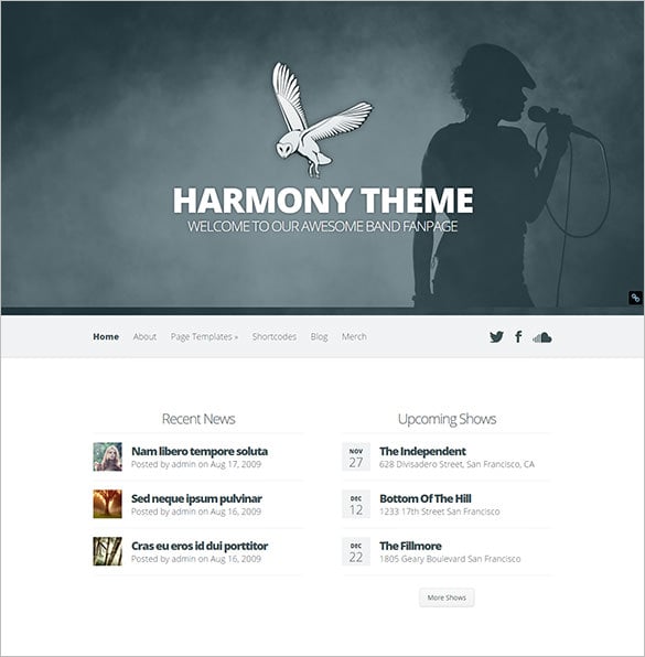 harmony band wordpress theme