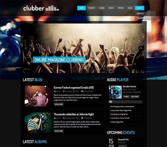clubber events music wordpress theme