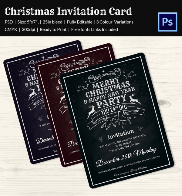 colourful christmas invitation card psd