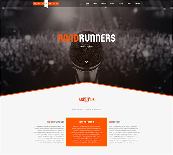roadrunners – a one page music wordpress theme