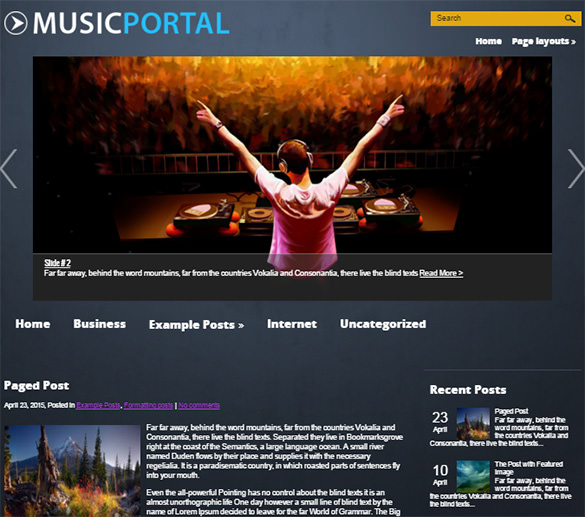 free musicportal wordpress theme