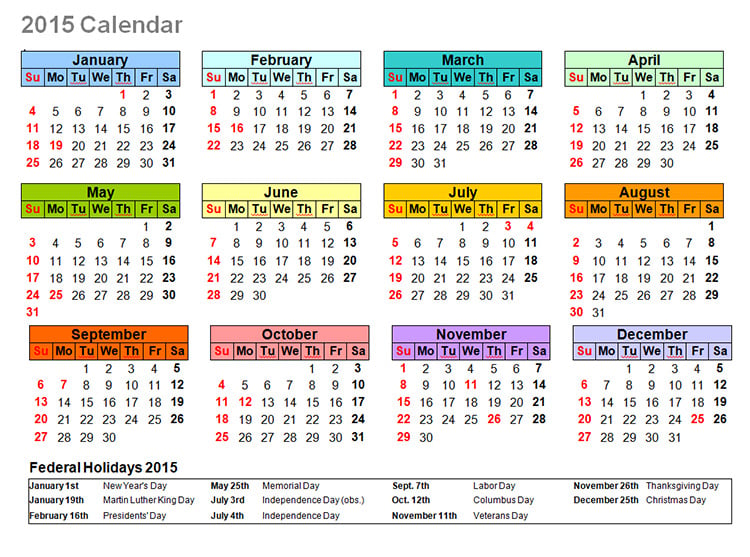 015 calendar template
