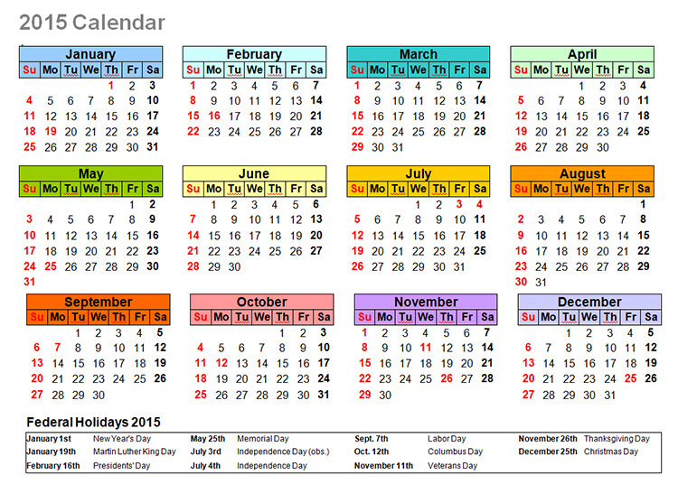 63+ Best 2015 Yearly Calendar Templates to Download & Print | Free ...