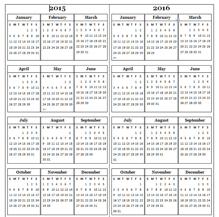 63+ Best 2015 Yearly Calendar Templates to Download & Print | Free ...