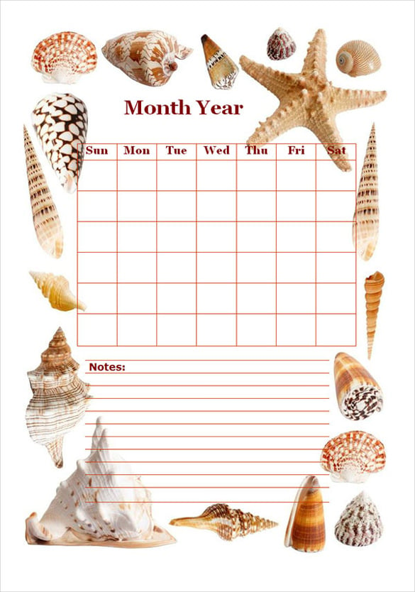 monthly blank calendar template