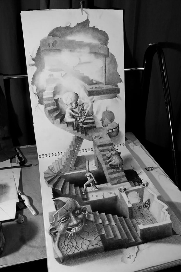 3d pencil sketch drawing step by step