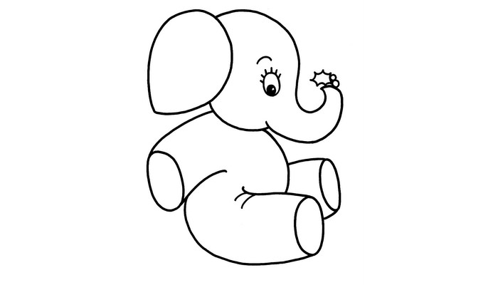 Elephant outline drawing Royalty Free Vector Image