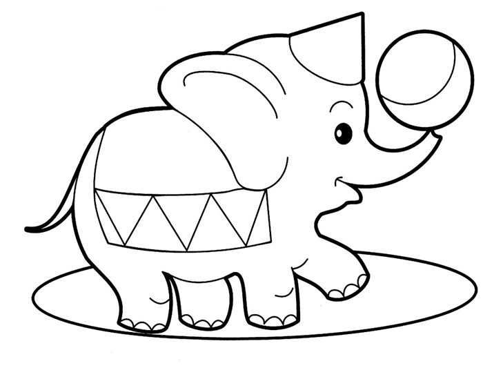 Cute Elephant Coloring Pages - Printable Free and Easy for Kids