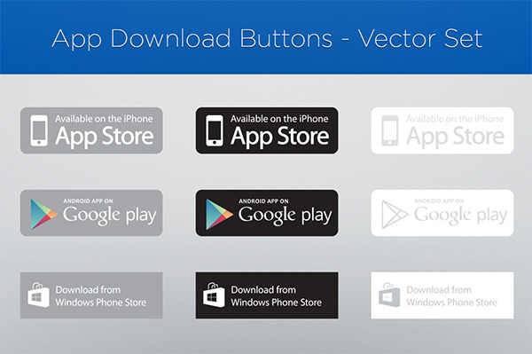 App store google play microsoft  button set Vector Image