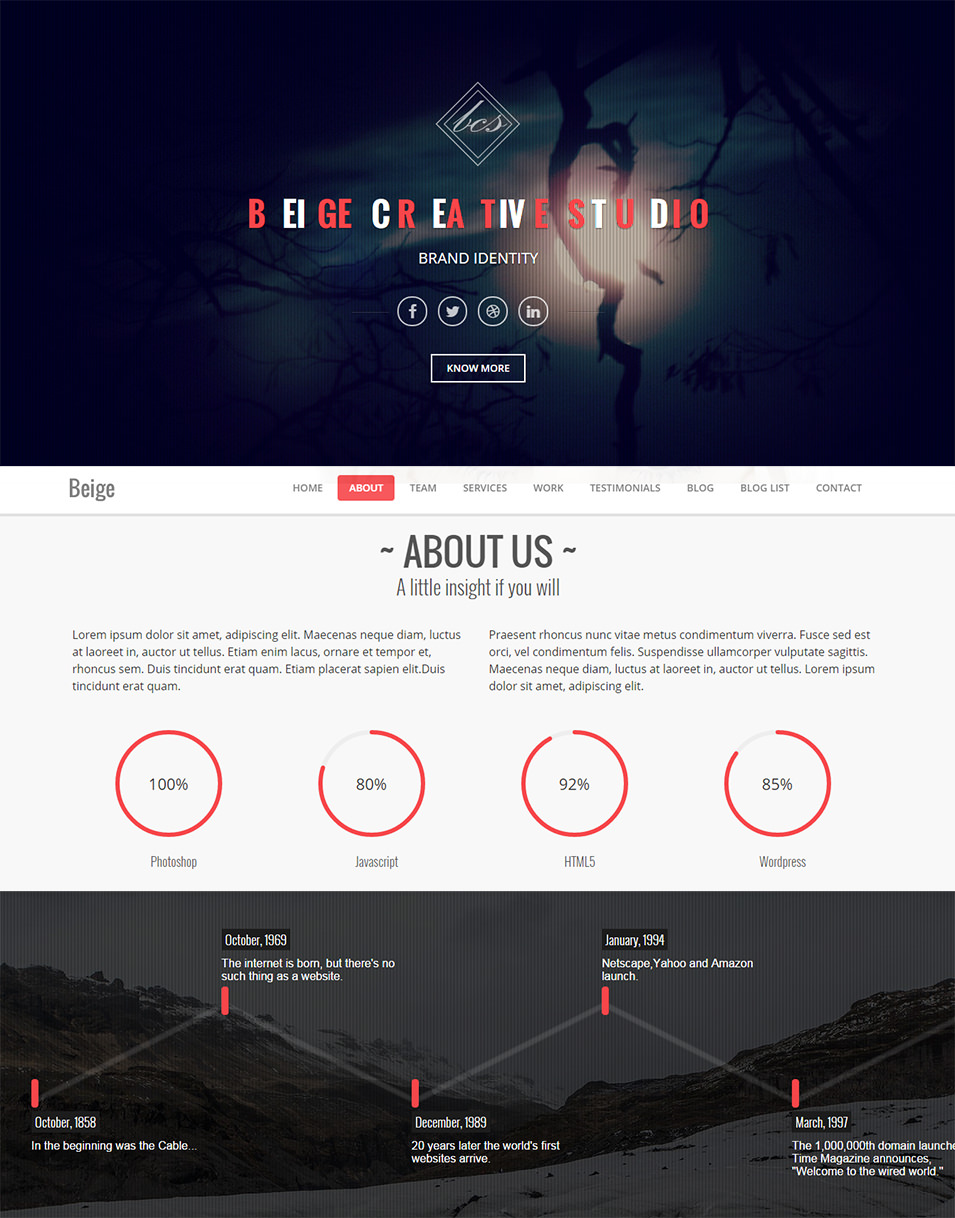 beige bootstrap parallax one page drupal theme