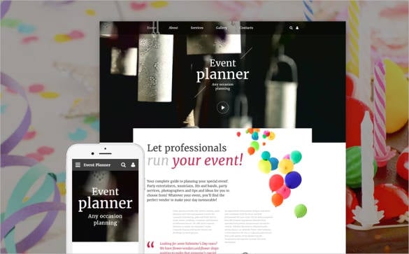 website design for party planner