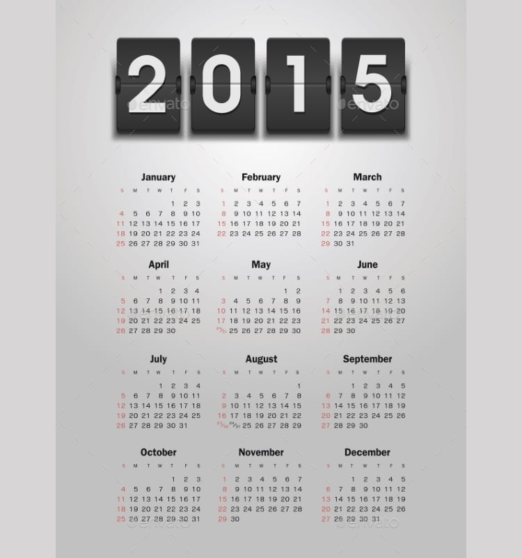 calendar 2015 year