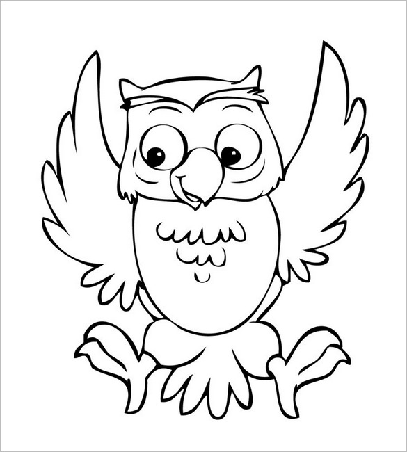 owl clip art black and white outline