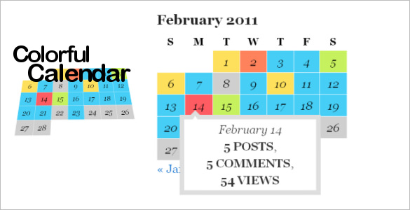 calendrier coloré modèle html5