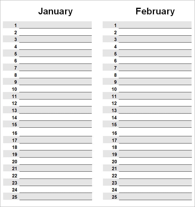 dual perpetual monthly template