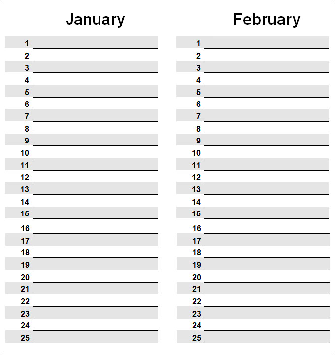 Printable Perpetual Gregorian Calendar Sheet