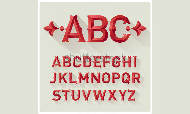 elegant retro style red font set