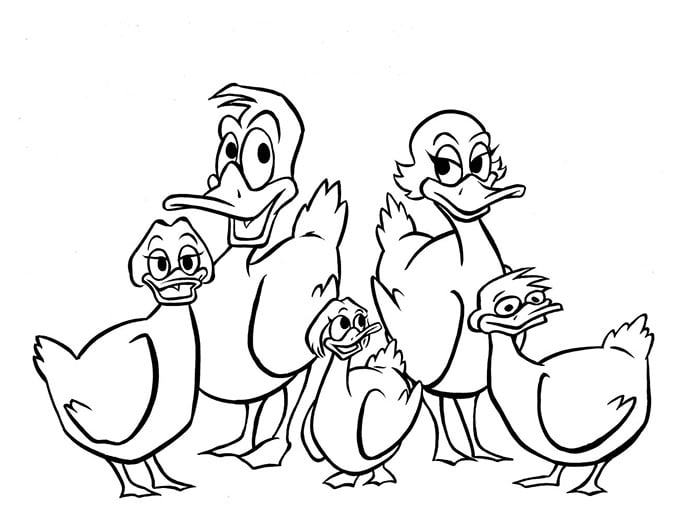five little ducks coloring page