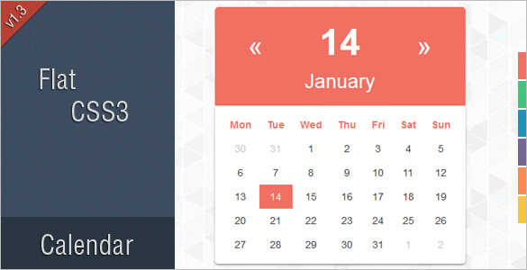 Flat html and css3 calendar templa