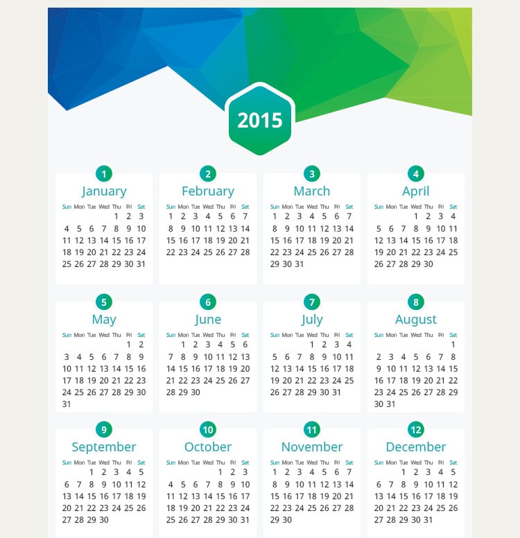 flat vector calendar 2015