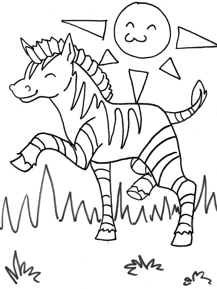 free zebra coloring page