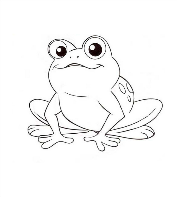 cute frog clipart black and white