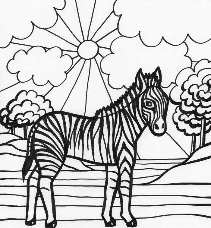 funny zebra coloring page