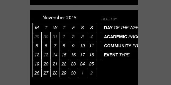 html events calendar template