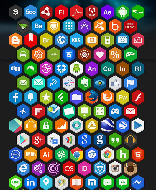 hex icons pack