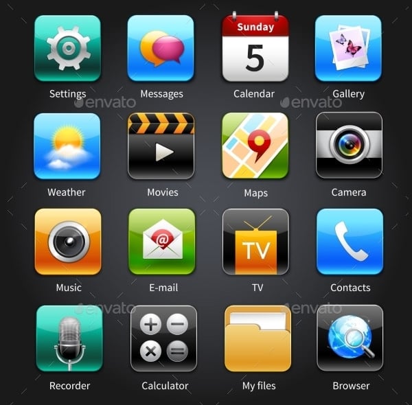 mobile applications icons