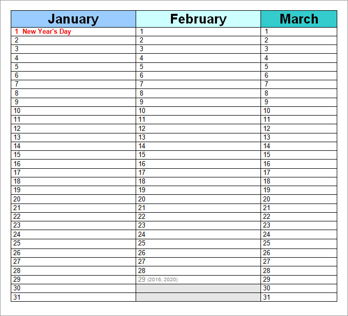 Perpetual Calendar - Calendar Template