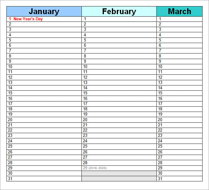 Perpetual Calendar - Calendar Template