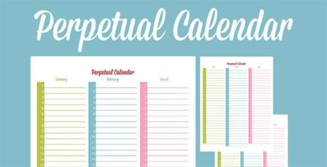 perpetual calendar templates