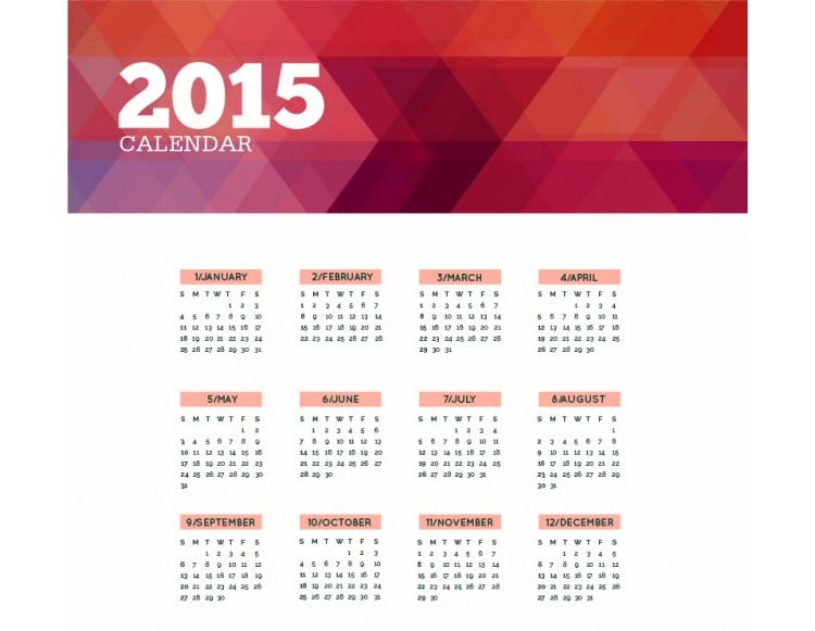 polygonal 2015 calendar