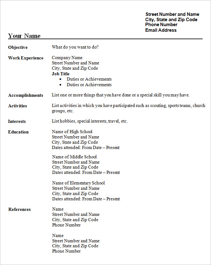 free professional resume templates fro students