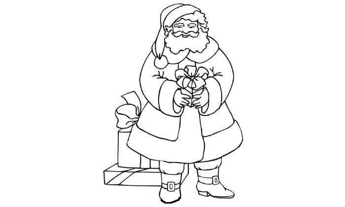 santa with flower coloring page