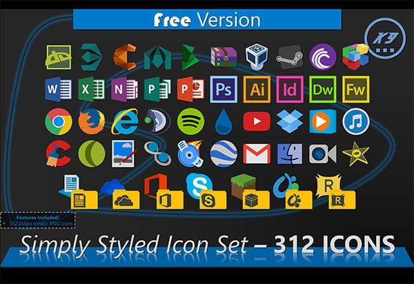 simply styled icon set
