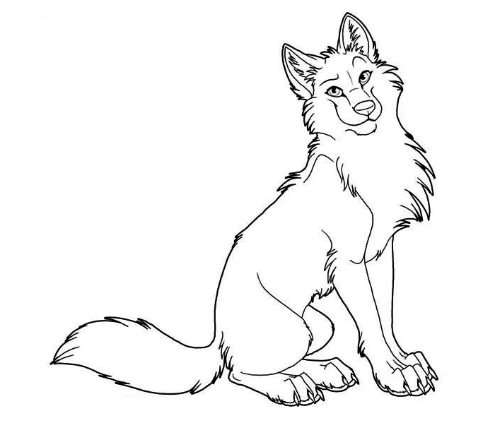 sitting wolf outline