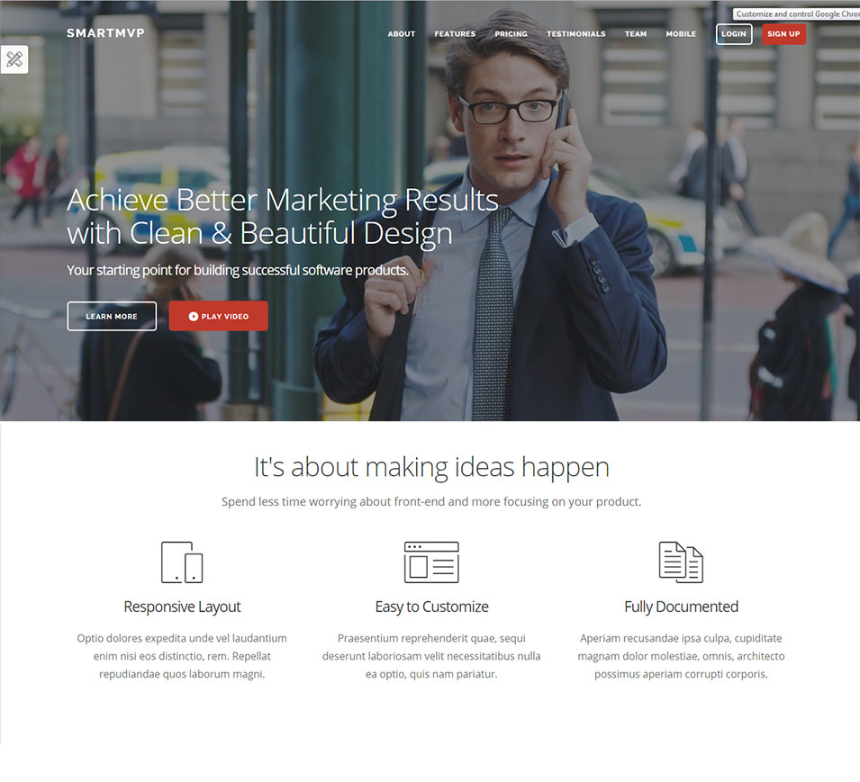 smartmvp startup landing page template