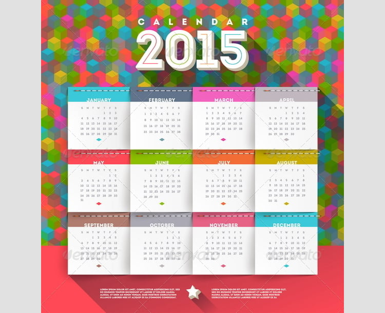 vector abstract multicolored calendar of 2015