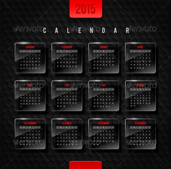 vector template calendar 2015