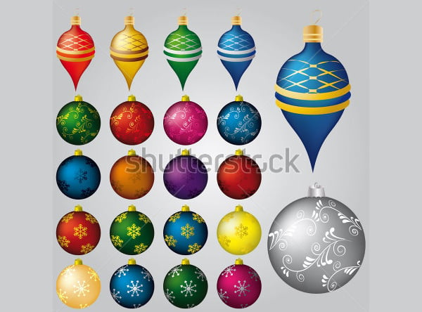vector set of 22 christmas decorations