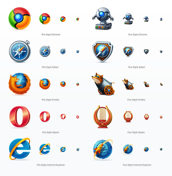 web browsers icon set